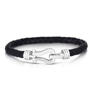 Jilco Inc. Sterling Silver Black Leather Bracelet