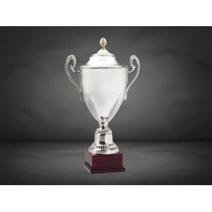 23 1/4" Italian Silver Plated Metal Cup Trophy on Rosewood Base