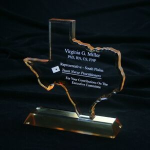 Texas State Award w/Lumiglaze Accent (8 3/4"x8 3/4")