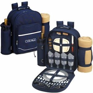 Picnic Backpack for 4 with Cooler & Blanket