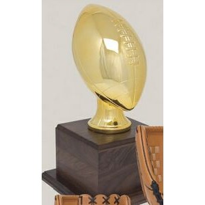 Gold Large Football Sport Ball Resin Trophy w/7"x3.5" Black Base