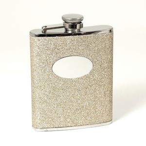 6 Oz. Gold Glitter Stainless Flask
