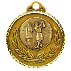 Stock Diamond Wreath 2" Medal -Golf Female
