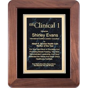 Rounded Rectangle 9-1/2"x11-1/2" Walnut Frame Plaque with Black Brass Engraving Plate