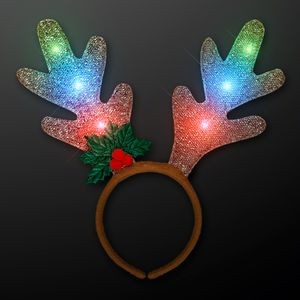 Golden Antlers Blinky Christmas Headband - BLANK