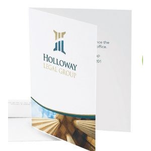 Full Color 4 Baronial White Gloss or Uncoated Foldover Card Announcements (2 Sided)