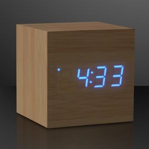Blue LED Cube Alarm Clock With USB - BLANK