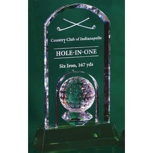 Arch Top Crystal with Golf Ball on Green Crystal Base