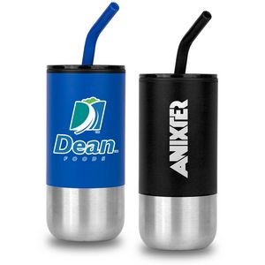 Cardiff 18 Oz. Double Wall Stainless Steel Mug W/Straw (Factory Direct - 10-12 Weeks Ocean)