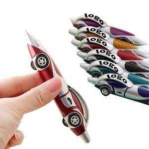 Car Shaped Click Action Ballpoint Pen w/Four Movable Wheels