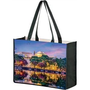 Sublimated PET Non-Woven Grocery Tote Bag w/ Gusset - 2 Sided (18" x 16" x 5")