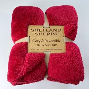 Shetland Sherpa Blanket 50"X60" (Embroidered) - Red - NEW ITEM!