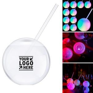 22 oz Glow Ball Cup Light up Disco Flash Drinking Tumbler Party Supplies with Lid, Straw