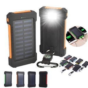10000mAh Solar Charger Power Bank With Carabiner
