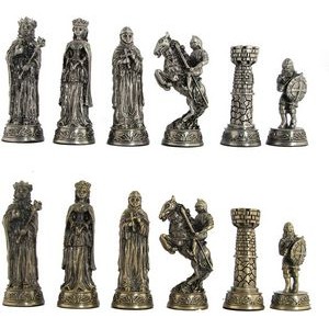 Medieval Pewter Chess Pieces, King measures 3.5 in.