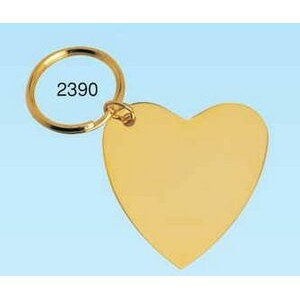 Gold Plated Solid Brass Heart Key Ring
