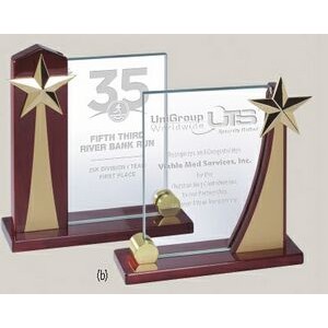 Rising Star Glass Award w/Curved Shooting Star (9" x 8.5")
