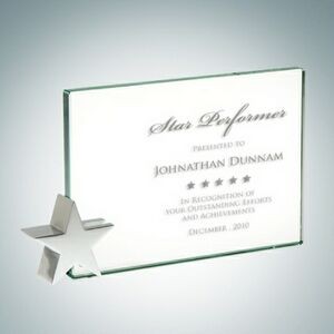 6" Achievement Jade Glass Award Plaque w/Chrome Star