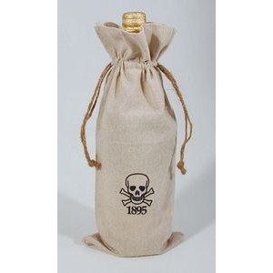 6"x14" Rebel Rough 100% Natural Cotton Wine Bag w/Hemp Drawstring