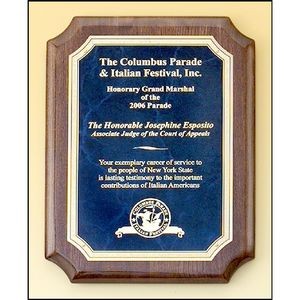 Walnut Stained Piano Finish Plaque with Brass Plate (7" x 9")