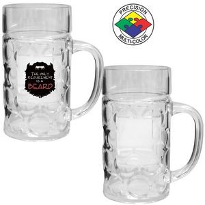 1/2 liter, 16.5 oz Dimpled Acrylic Plastic Beer Stein with Logo Panel (Screen Printed)