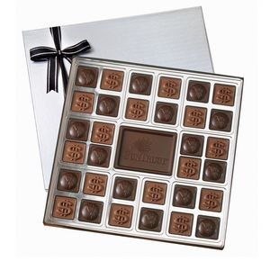 Gift Box w/32 Chocolate Squares & Custom Chocolate Centerpiece