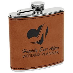 6 oz. Rawhide Leatherette Stainless Steel Flask