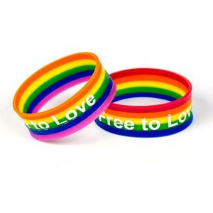 1" Wide Rainbow Silicone Bracelet