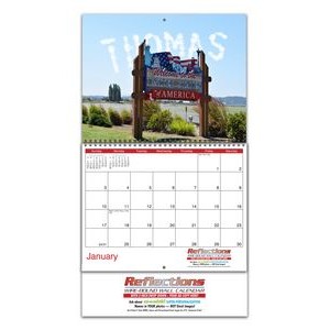 Reflections Wire-bound 18-Month/19-Photo Wall Calendar with 4" drop-down panel