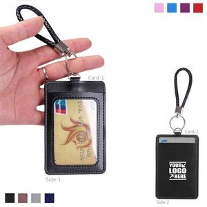 Key Ring PU Leather 2 Pockets Card Holder