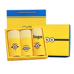 3 Packs Cartoon Wash Cloth Gift Box Set