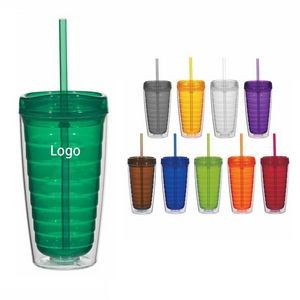 Double Wall Tumbler with Lid and Straw