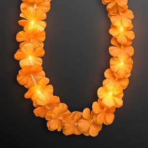 Light Up Orange Lei Flower Necklaces - BLANK