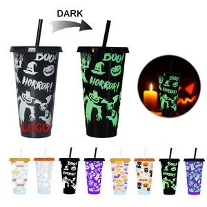24oz. Halloween Luminous Cup With Straw And Lid