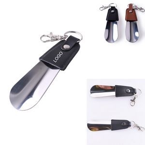 Portable Stainless Steel Shoehorn With PU Leather Handle