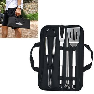 7-Piece Stainless Steel BBQ Set w/ Carrying Bag