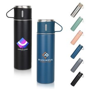 17oz Custom Logo Vacuum Insulated Stainless Steel Thermos Flask With Cup