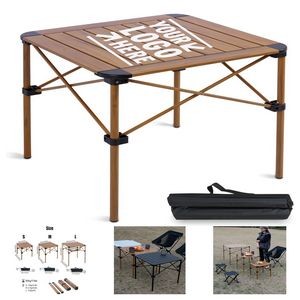 Lightweight Stable Alu Folding Square Table Roll Up Top With Carry Bag