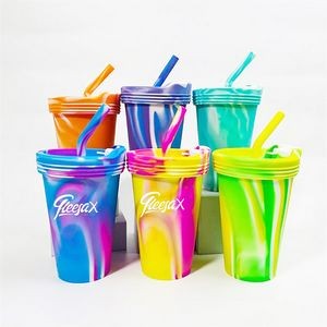 16oz Silicone Pint Tumbler With Lid & Straw