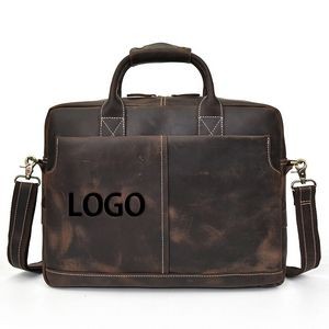 Cow Leather Crossbody Computer Bag Business Messenger Briefcase