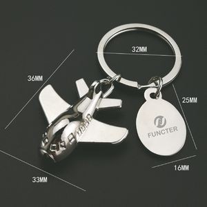 Air Plane Shaped Key Chain with Tag Oval Data Plate