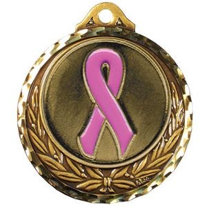 Stock Diamond Struck Medal (Pink Ribbon) 2 3/4"