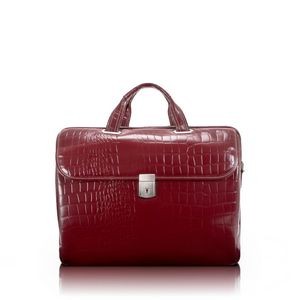 SERVANO | 13" Red Leather Laptop Briefcase | Siamod