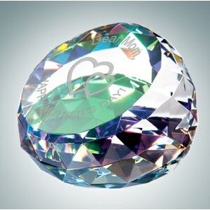 Clear Gem Cut Round Optical Crystal Paper Weight