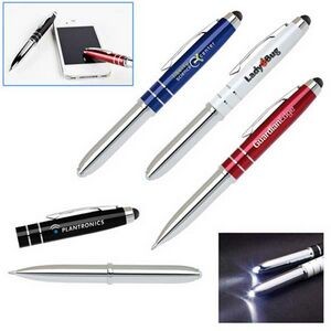 3 In One Soft Touch Stylus LED Flashlight/Ballpoint Pen
