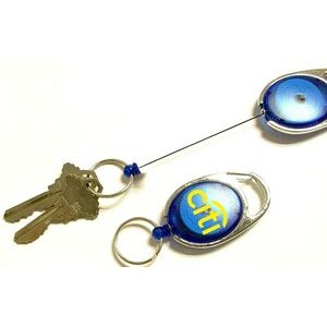 Oval Shape Retractable Key Holder with Carabiner Clip and Key Ring
