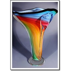 Waterspout Art Glass Vase w/o Marble Base (14"x17")
