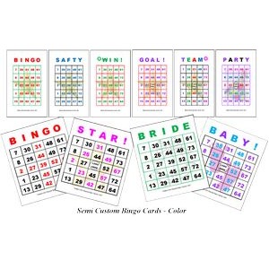 Semi Custom Bingo Game Cards - Color (5.50"x8.5")