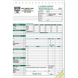 Landscaping Work Order/Invoice Form (3 Part)