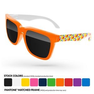 2-Tone Promotional Bold Sunglasses w/Arms Heat Transfer